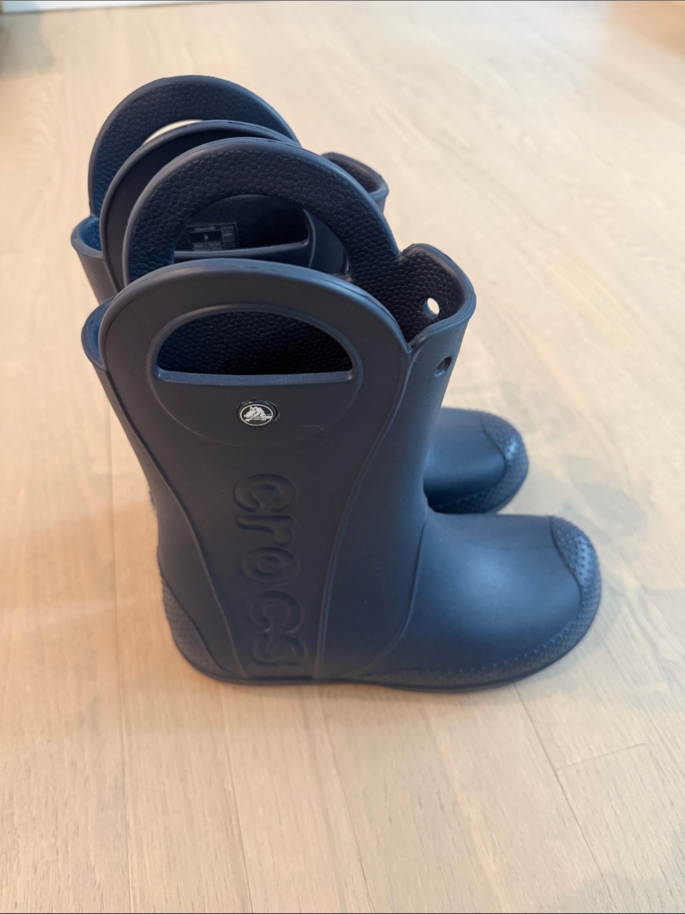 CROCS Kids Navy Pull-On Rain Boots with Handles